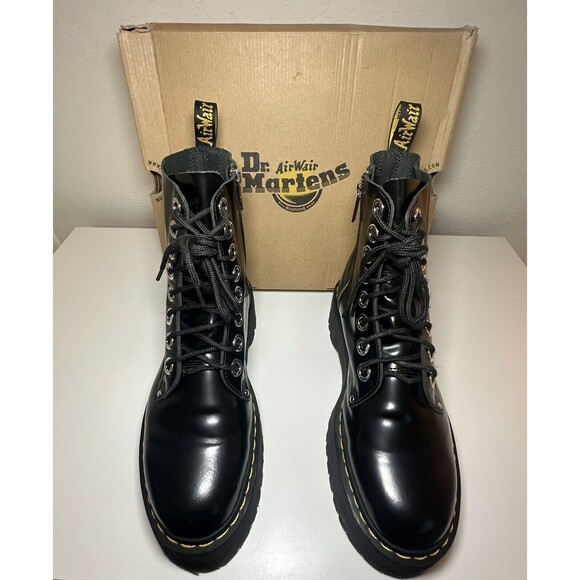 DR. MARTENS Jadon Max Black Buttero Leather Platform Ankle Boots Women's 10 - Picture 12 of 14
